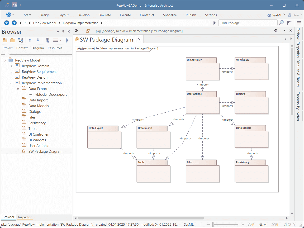 Detailed view of the source package diagram in EA Detailed view of the source package diagram in EA