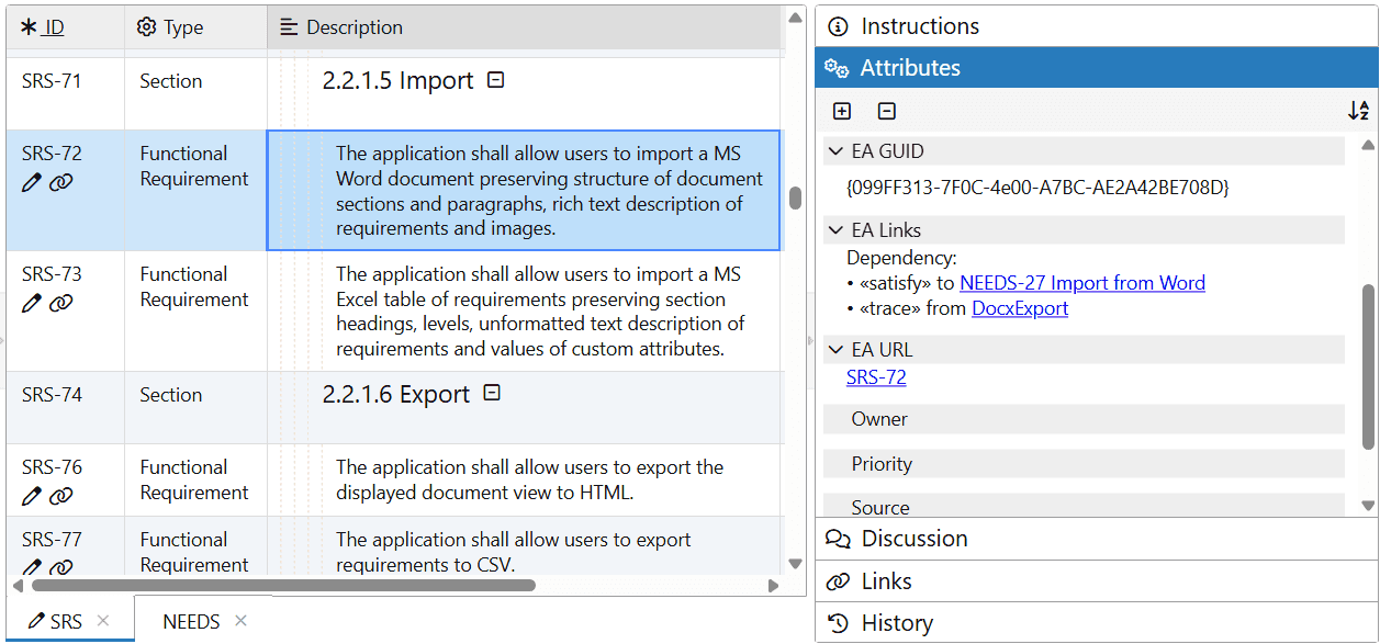 Exported requirement in ReqView Exported requirement in ReqView