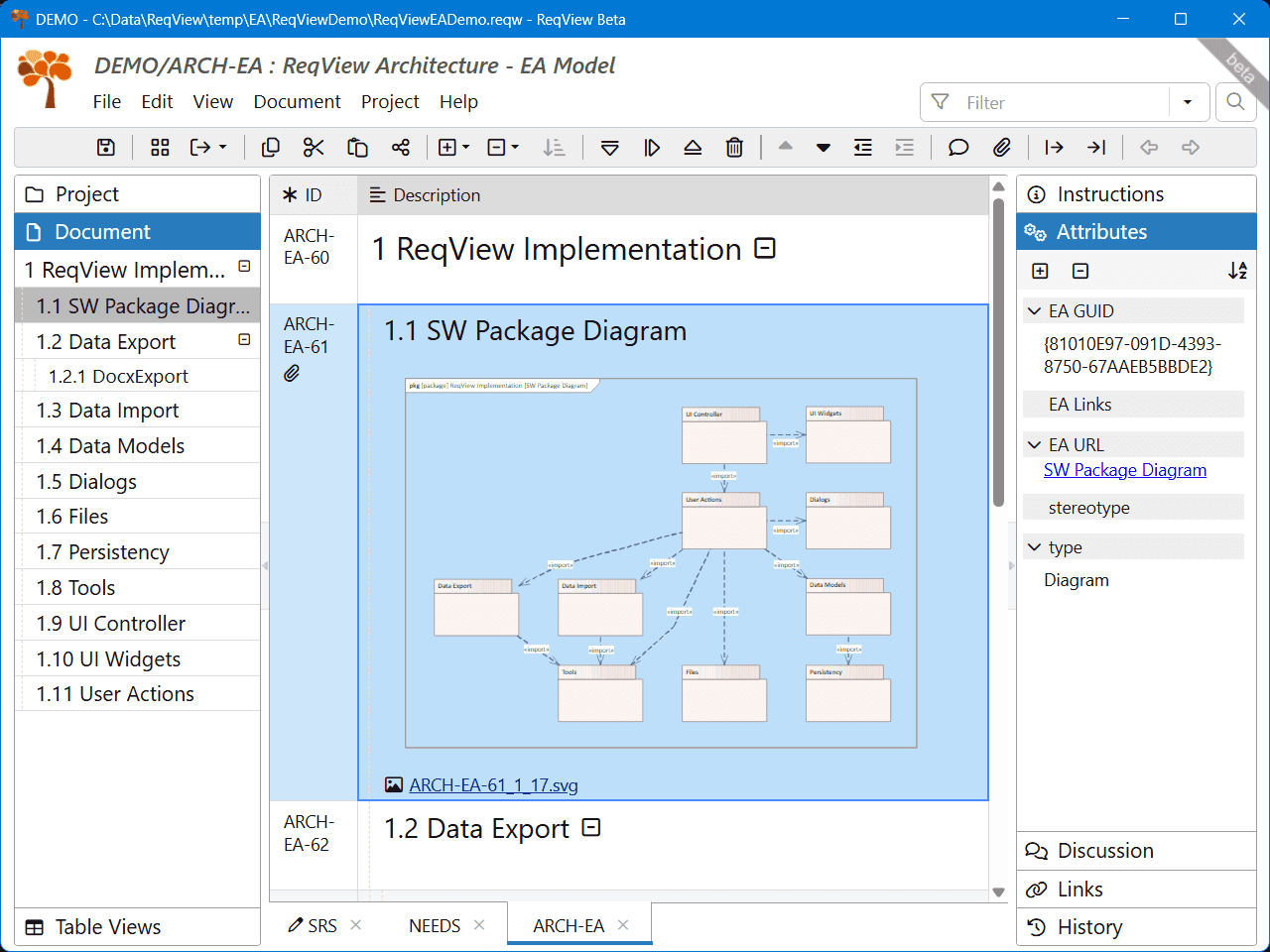 Detailed view of the target SVG attachment containing the imported EA diagram in ReqView Detailed view of the target SVG attachment containing the imported EA diagram in ReqView