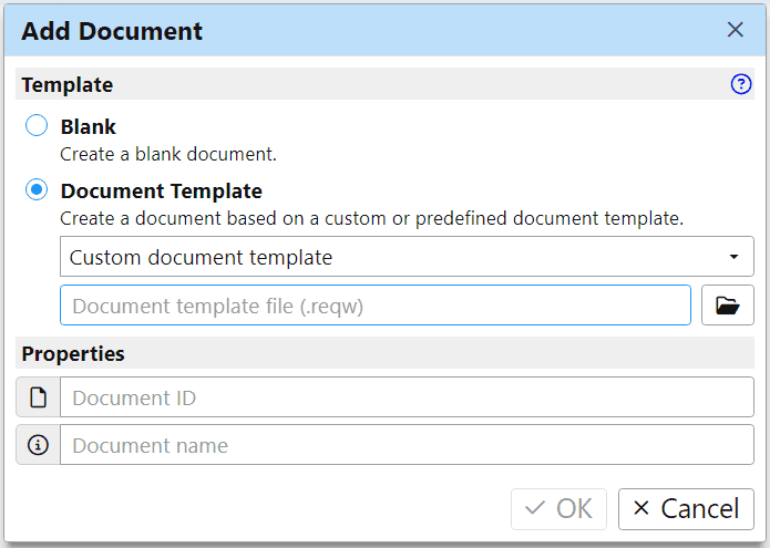 Create a document from a custom document template in ReqView