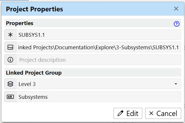 Set Linked Projects level and group name in ReqView Set Linked Projects level and group name in ReqView