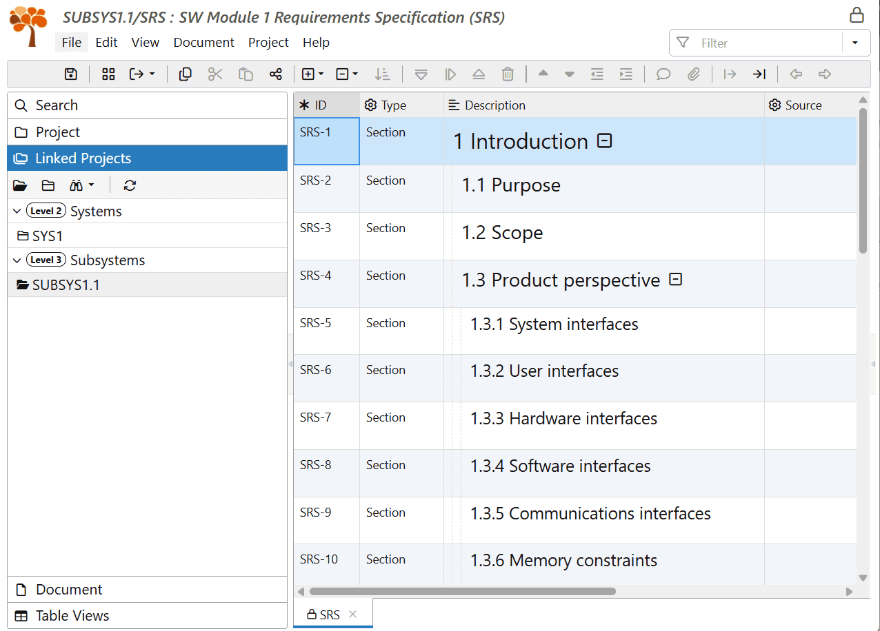 Display Linked Projects in ReqView Display Linked Projects in ReqView