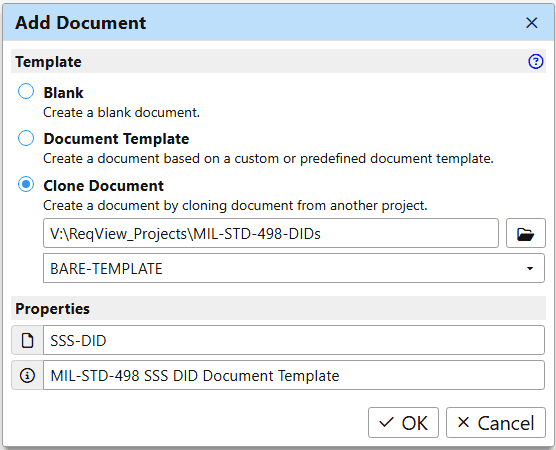 Create a document from a custom document template in ReqView Create a document from a custom document template in ReqView