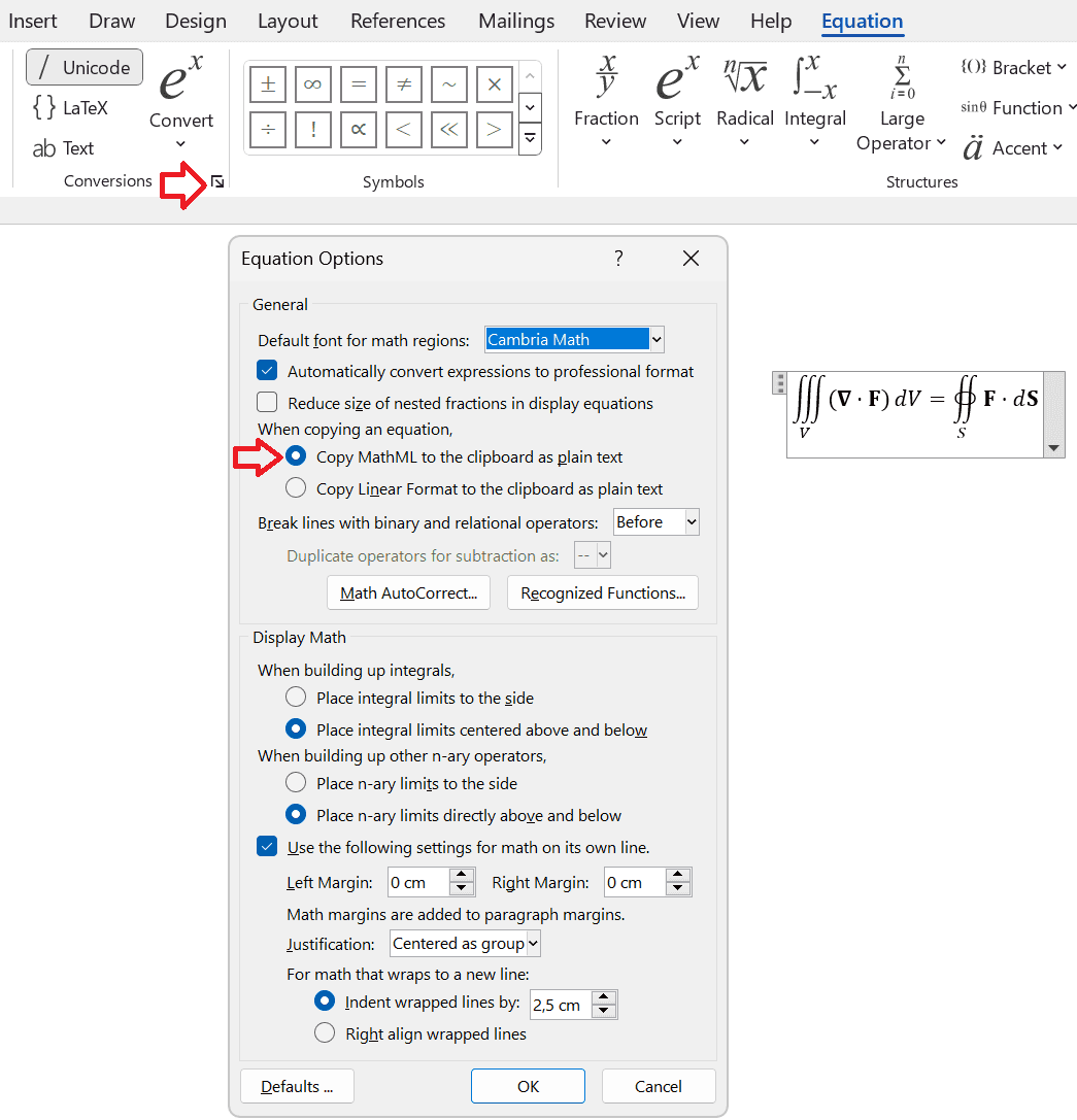 Configure Microsoft Equation Editor for copying